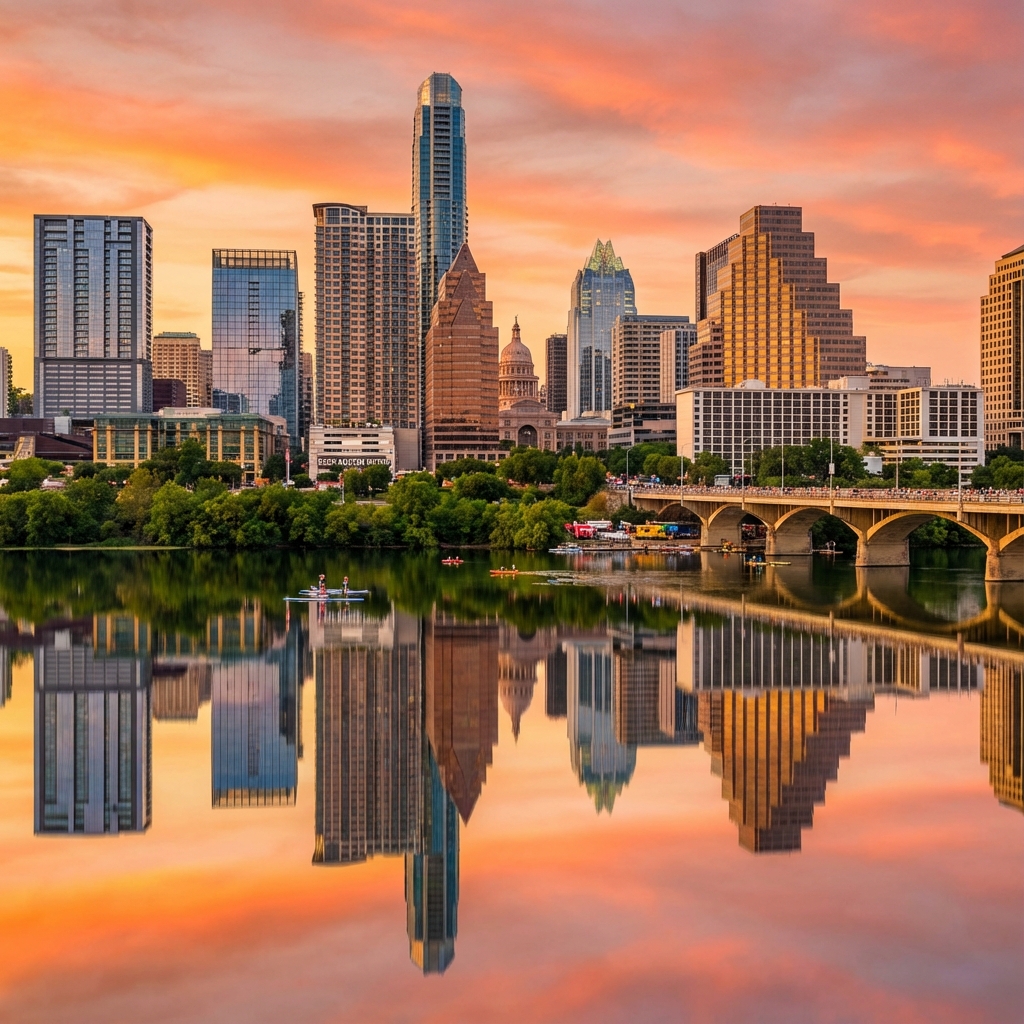 Austin Texas Skyline at Sunset